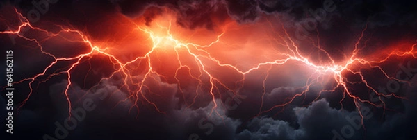 Fototapeta abstract red lightning cloud background banner