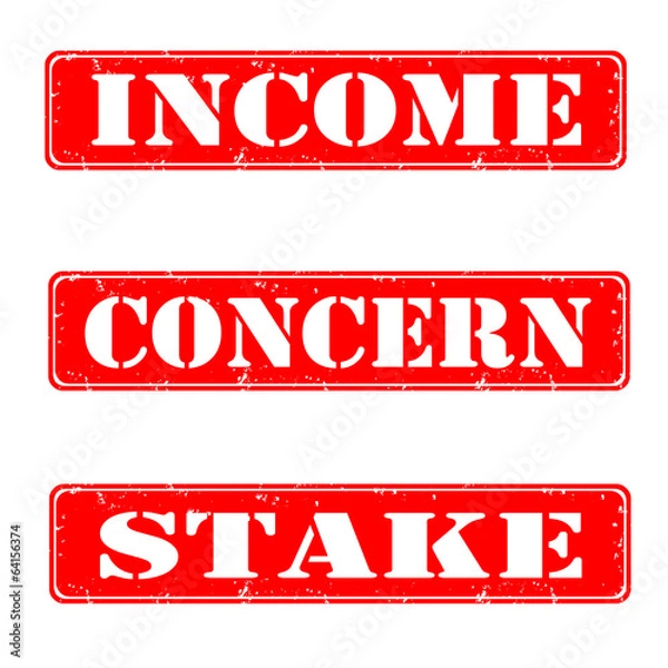Obraz Income, concern, stake grunge stamps, vector illustration