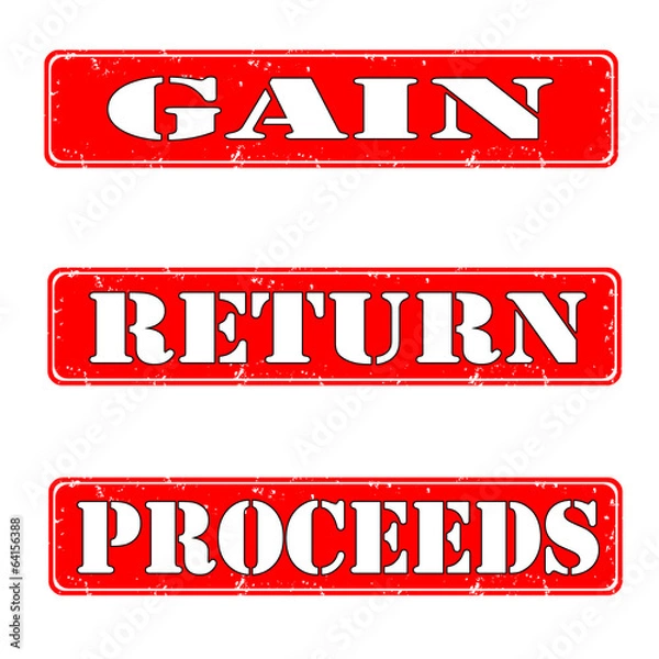 Obraz Gain, return, proceeds stamps