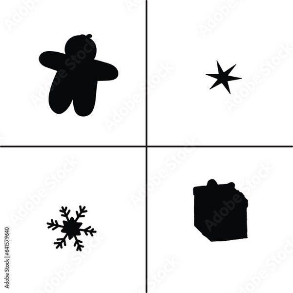 Obraz FLAT DESIGN Christmas SILHOUETTE SET


