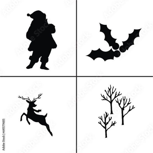 Obraz FLAT DESIGN Christmas SILHOUETTE SET


