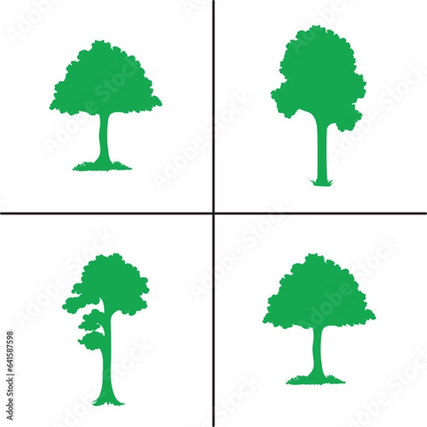 Fototapeta FLAT DESIGN TREE SILHOUETTE SET


