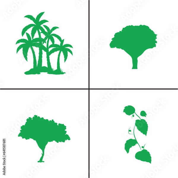 Obraz FLAT DESIGN TREE SILHOUETTE SET


