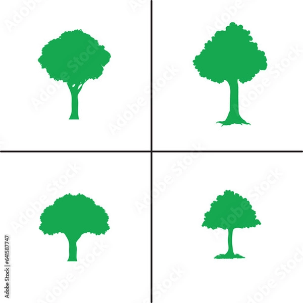 Fototapeta FLAT DESIGN TREE SILHOUETTE SET


