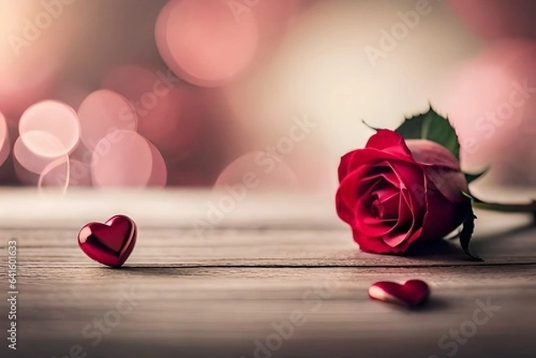 Obraz red rose and heart