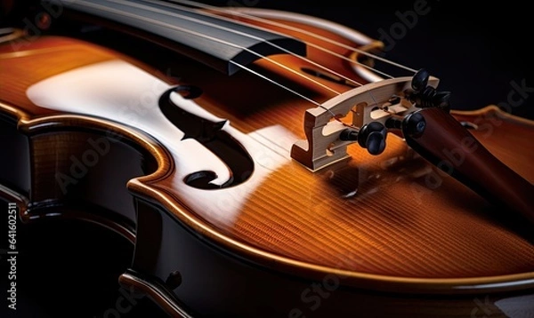 Fototapeta Photo of a violin resting on a table