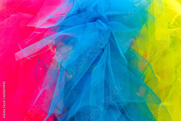 Obraz Vibrant Textured Net Fabric: Pretty Fabric with Different Colors and Patterns for Striking Background Use.