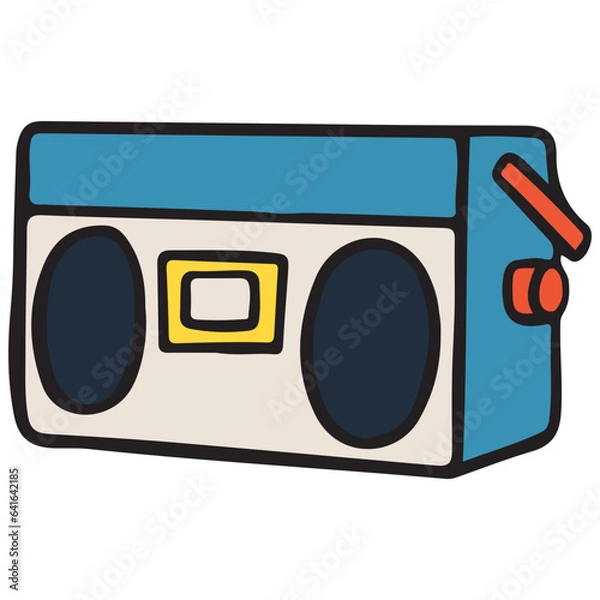 Obraz Radio cartoon line filled illustration