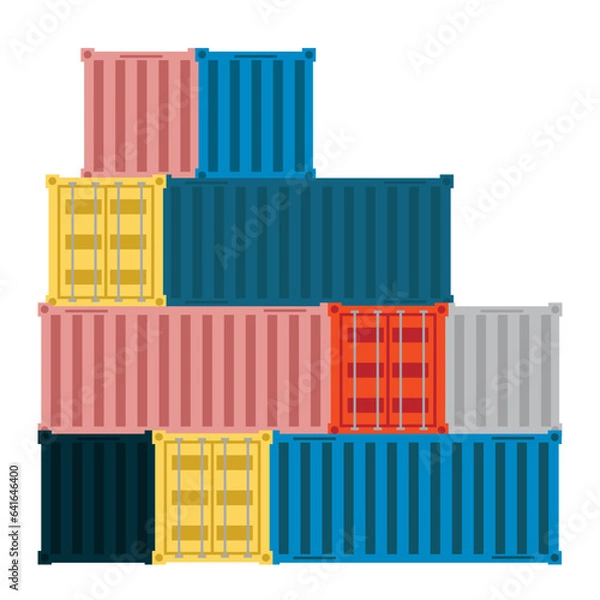 Obraz Shipping containers flat illustration
