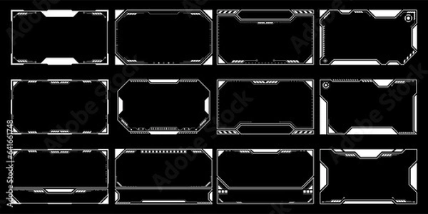 Obraz Sci-fi futuristic hud dashboard display virtual reality technology screen. User Interface set. Statistics, Data information infographic. Vector graphic	