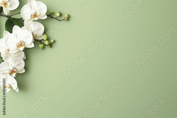 Obraz white orchid on green background