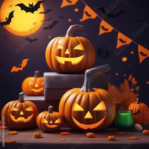 Obraz halloween background with pumpkins
