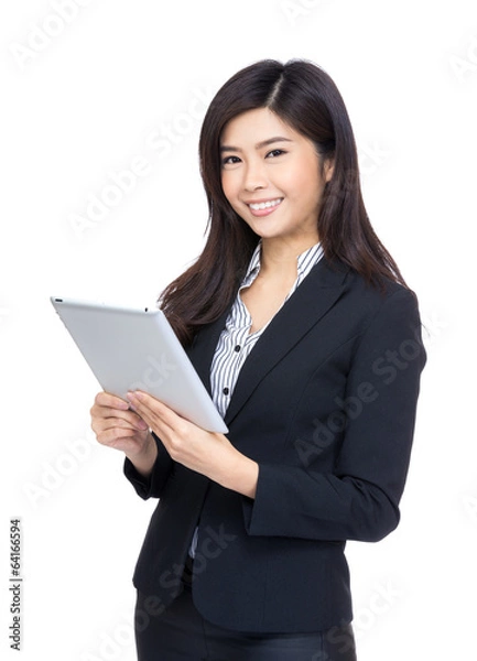 Obraz Woman using digital tablet computer