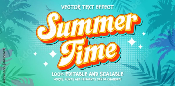 Obraz Summer time editable text style effect. Vector text effect, with summer season event.