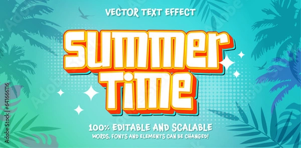 Obraz Summer time editable text style effect. Vector text effect, with summer season event.