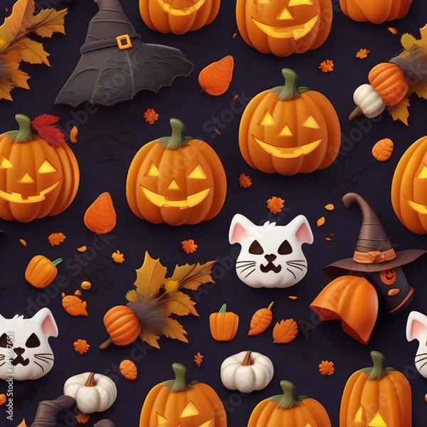Obraz halloween pumpkin seamless pattern