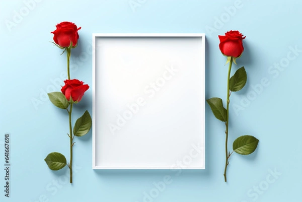 Obraz red rose and blank note