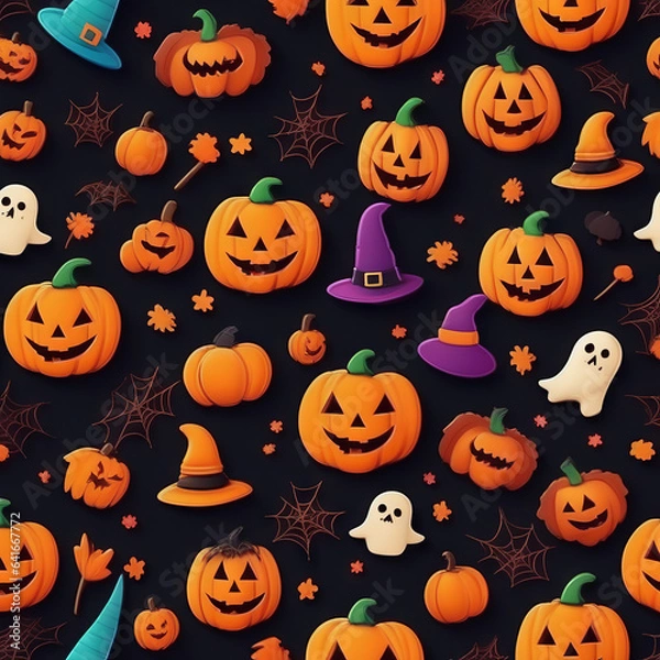 Obraz halloween pumpkin seamless pattern