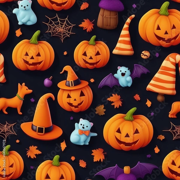 Obraz halloween pumpkin seamless pattern