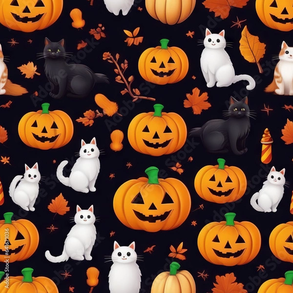 Fototapeta halloween pumpkin seamless pattern