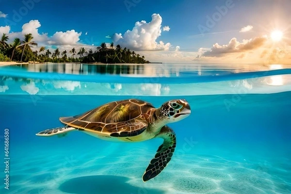 Obraz sea turtle in the sea Generated AI