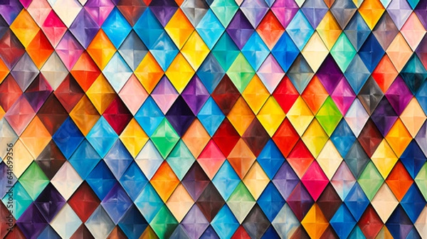 Obraz A seamless mosaic of multicolored rhombuses, each telling its own abstract tale