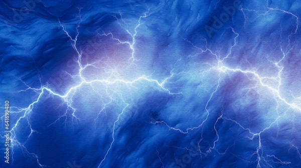 Fototapeta blue lightning on dark background with watercolor texture