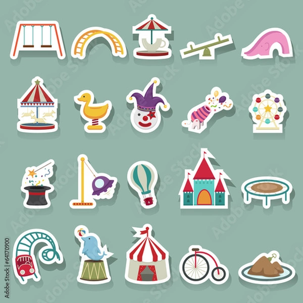 Obraz Amusement Park icons set
