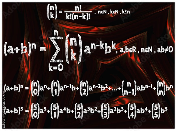 Fototapeta A mathematical formula written on a blackboard. Newton's formula.