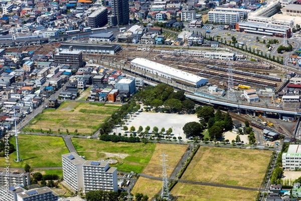 Obraz 東京都葛飾区の高砂北公園付近を空撮