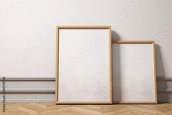 Fototapeta Mockup poster frame close up, 3d render, Generative AI