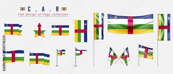 Fototapeta C.A.R flag, flat design of flags collection
