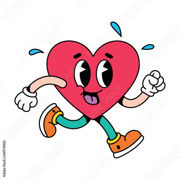 Fototapeta vector funny cartoon character heart illustration isolated