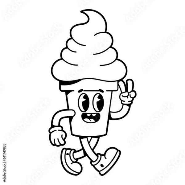 Fototapeta vector funny cartoon character ice cream illustration isolated