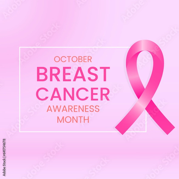 Fototapeta shiny pink ribbon. greeting card design for october breast cancer awareness month. simple, minimal ,color. used for poster, banner