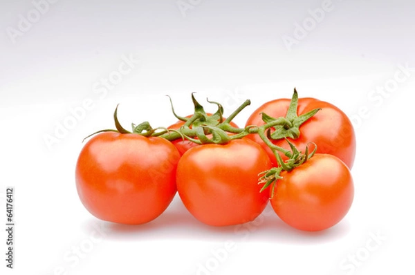 Obraz Bunch of fresh tomatoes ， Isolated on white background.