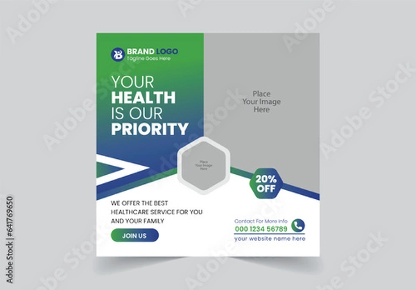 Obraz Social Media Post Medical Vector Design Template