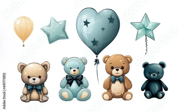 Obraz set of teddy bears, generative AI 