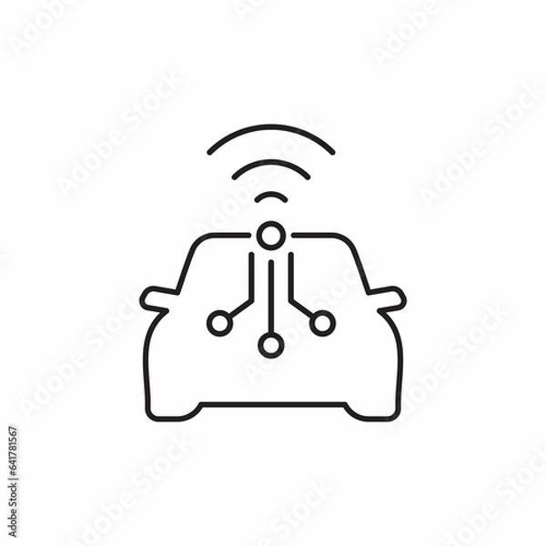 Fototapeta Smart car pixel perfect linear icon. Remote access to automobile control. Internet of Things. Thin line illustration. Contour symbol