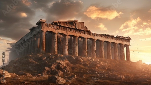 Fototapeta temple of the goddess athena Greek Parthenon, generated by ai