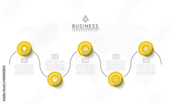 Obraz Vector infographic business presentation template with circular interconnection with 5 options.