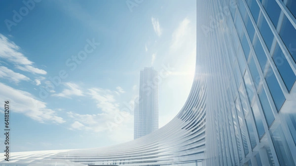 Obraz Abstract blue building skyscraper under sky