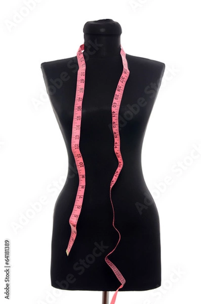 Fototapeta Tailor manequin with measuring tape isolated