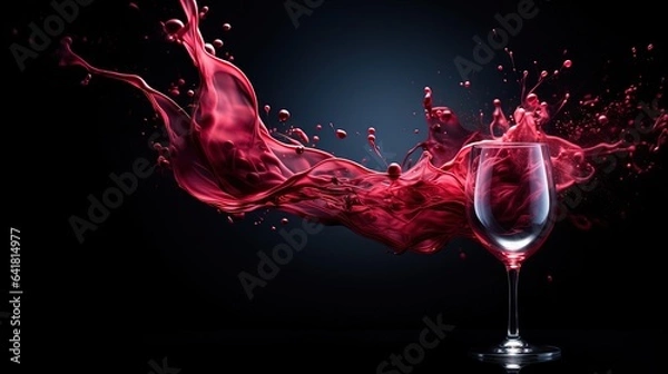 Obraz  a glass of wine with a splash of liquid on it.  generative ai