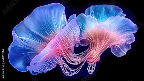 Obraz  Jellyfish Floating in Dark Blue Water,jellyfish in the dark