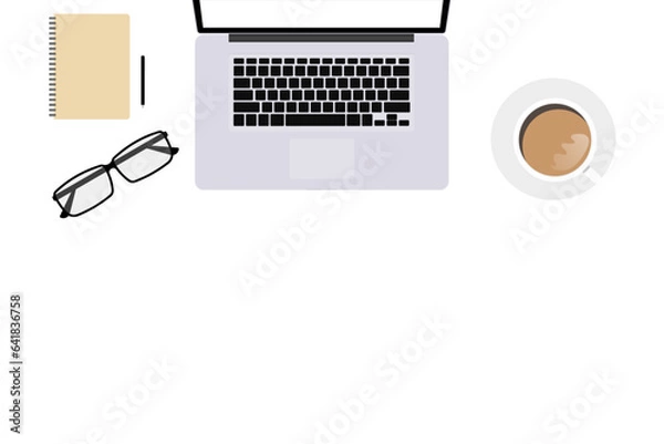 Obraz Office supplies, desktop computer notebook, illustrator vector