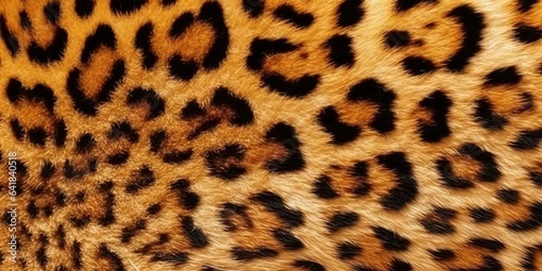 Fototapeta AI Generated. AI Generative. Leopard skin fur texture decoration background. Can be used for graphic or fashion design template