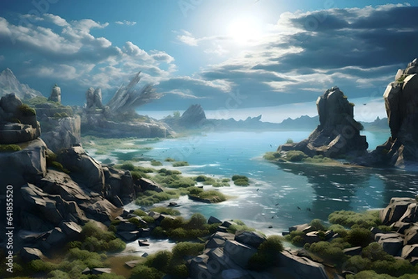 Obraz An environment without pollution. Clean water and rocks.