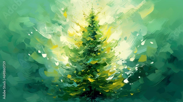 Obraz abstract christmas tree oil painted background