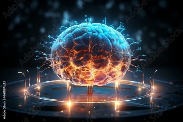 Obraz Abstract artificial brain, generative AI
